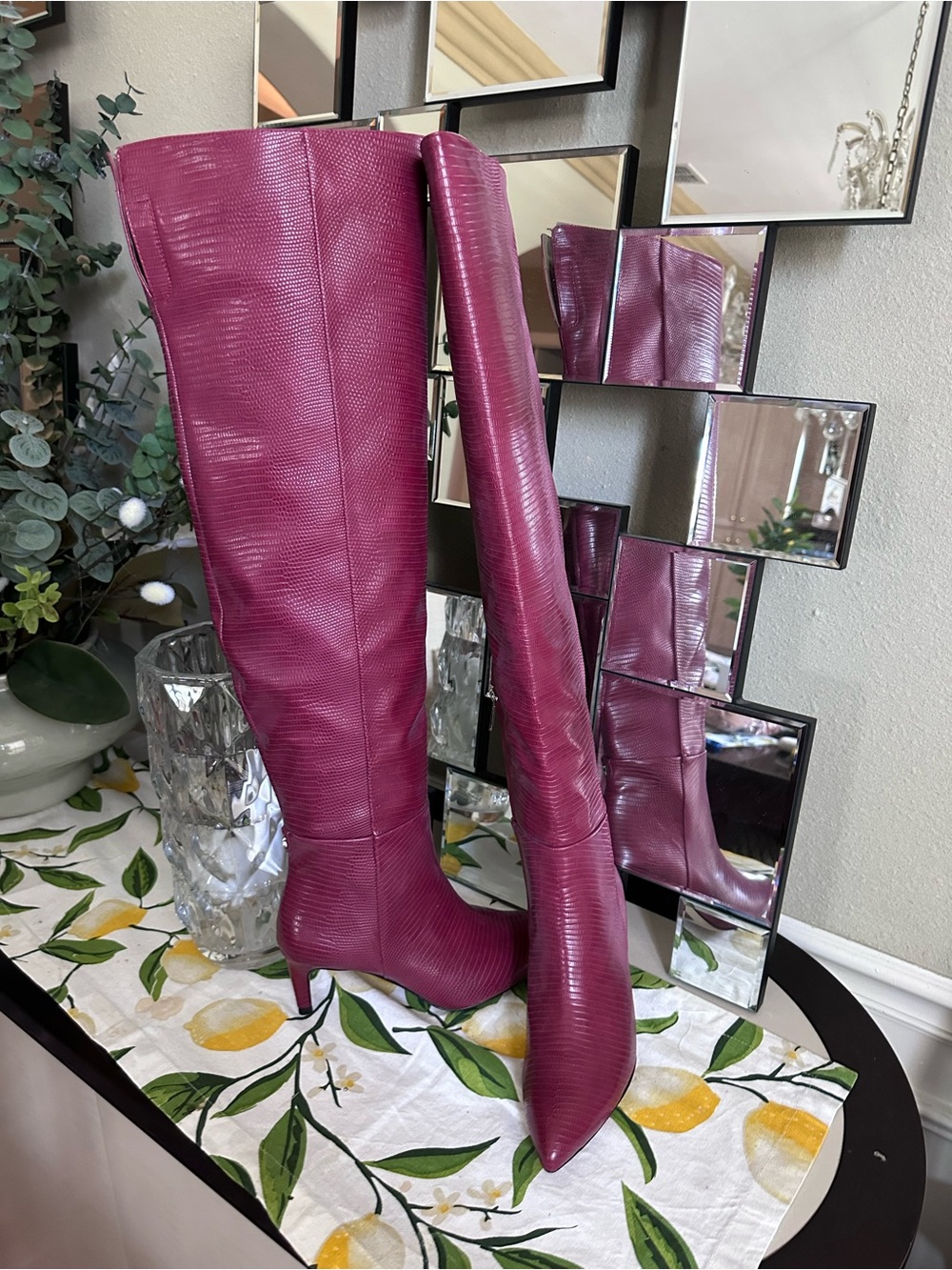 Sam Edelman Over-the-Knee Pointed-Toe Boot in Burgundy Red - Picture 5 of 8